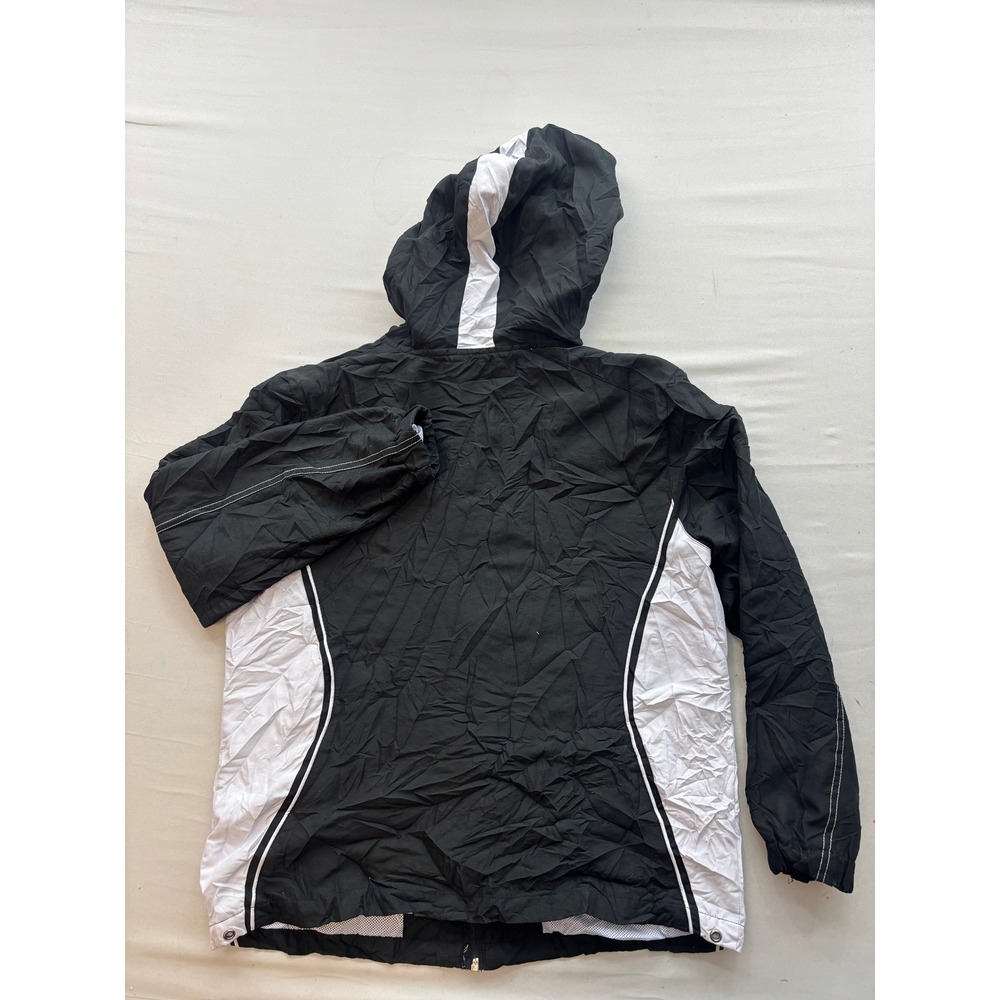 Fuda International Windbreaker Jacket Black White Full Zip Hooded Mens Large - Picture 3 of 3